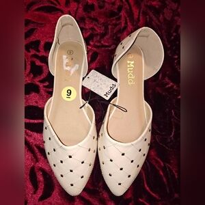 Mudd Women's Cream Quilted D'Orsay Flats Y2K Vintage NWT Point Toe